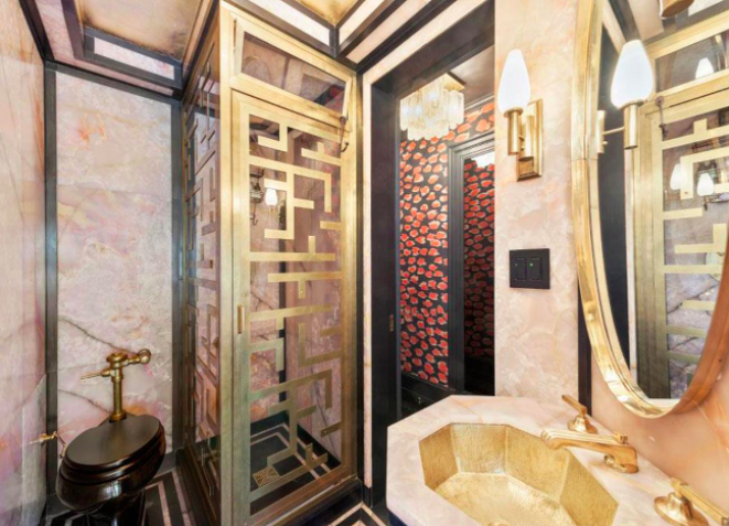 The Oriental-Themed Guest Bathroom in Carmen Diaz's Former New York City Apartment