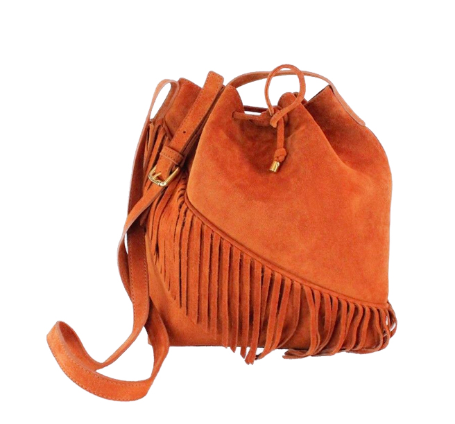 Janis Leather Bucket Bag with Fringe from Icônes Paris