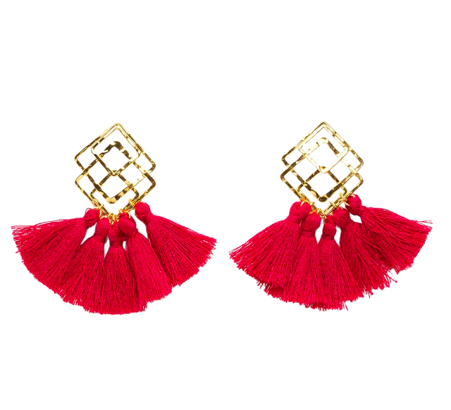 Red Pom Pom Earrings from Paris Shopping